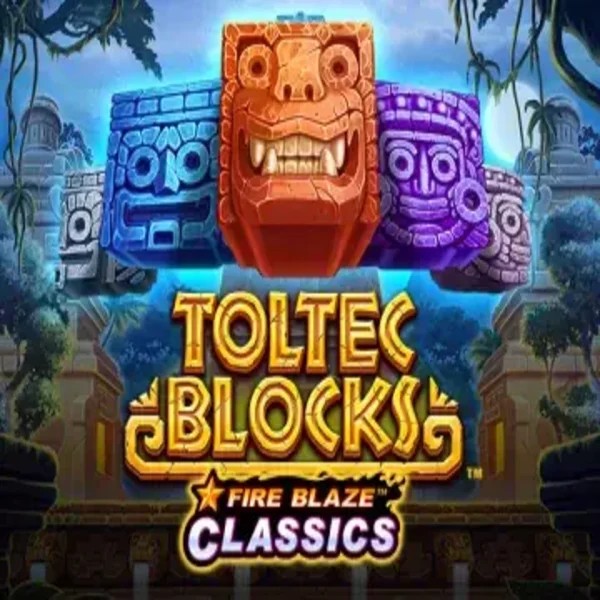 Fire Blaze: Toltec Blocks slot logo by Rarestone Gaming at Aureon Casino